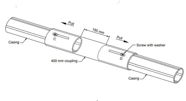 Installation positions of casing ends & telescopic coupling for settlement monitoring